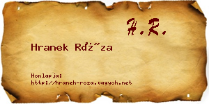 Hranek Róza névjegykártya